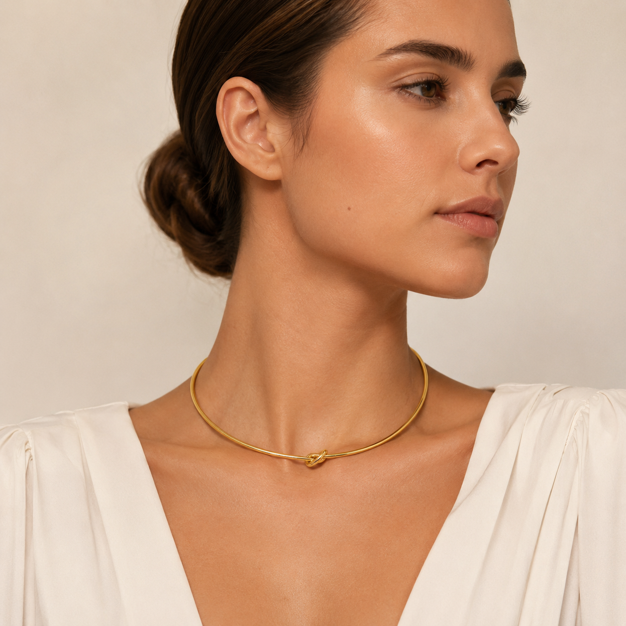 Semijoia Colar Choker Aro Nozinho 12,5cm Banho Ouro 18K