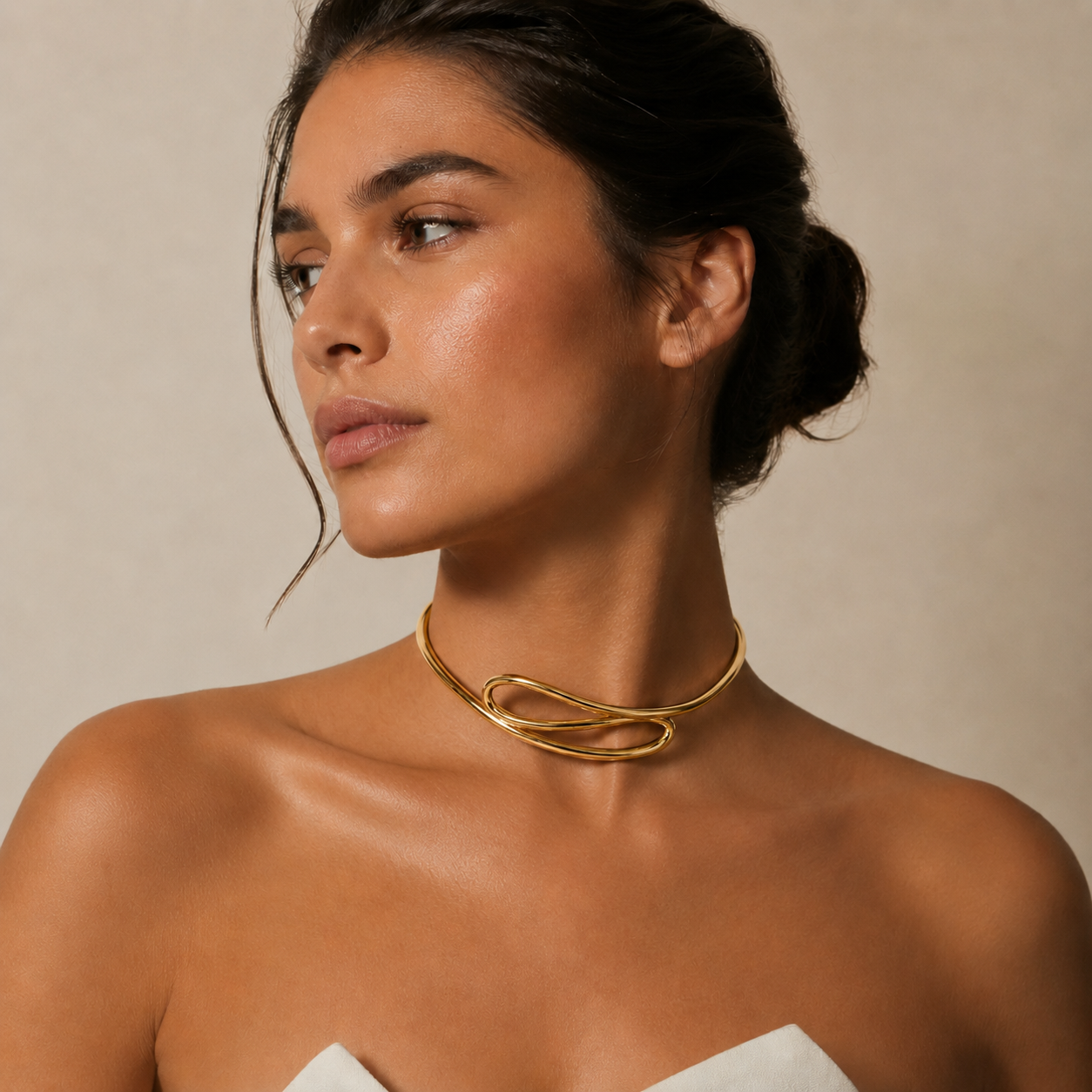 Semijoia Colar Choker Aro S 12cm Banho Ouro 18K