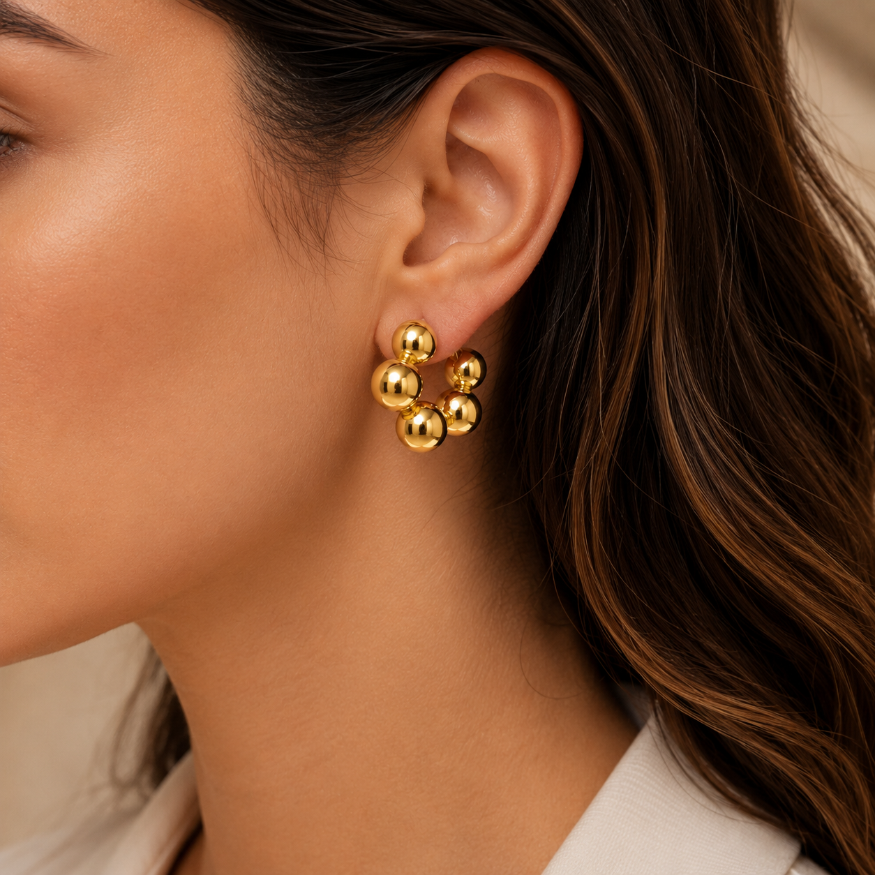 Semijoia Brinco Argola Bolas Maxi 9mm 26mm Banho Ouro 18K
