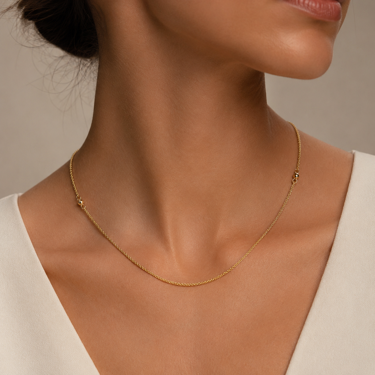 Semijoia Colar Elos Com Zircônia 45cm Colar Banho Ouro 18K