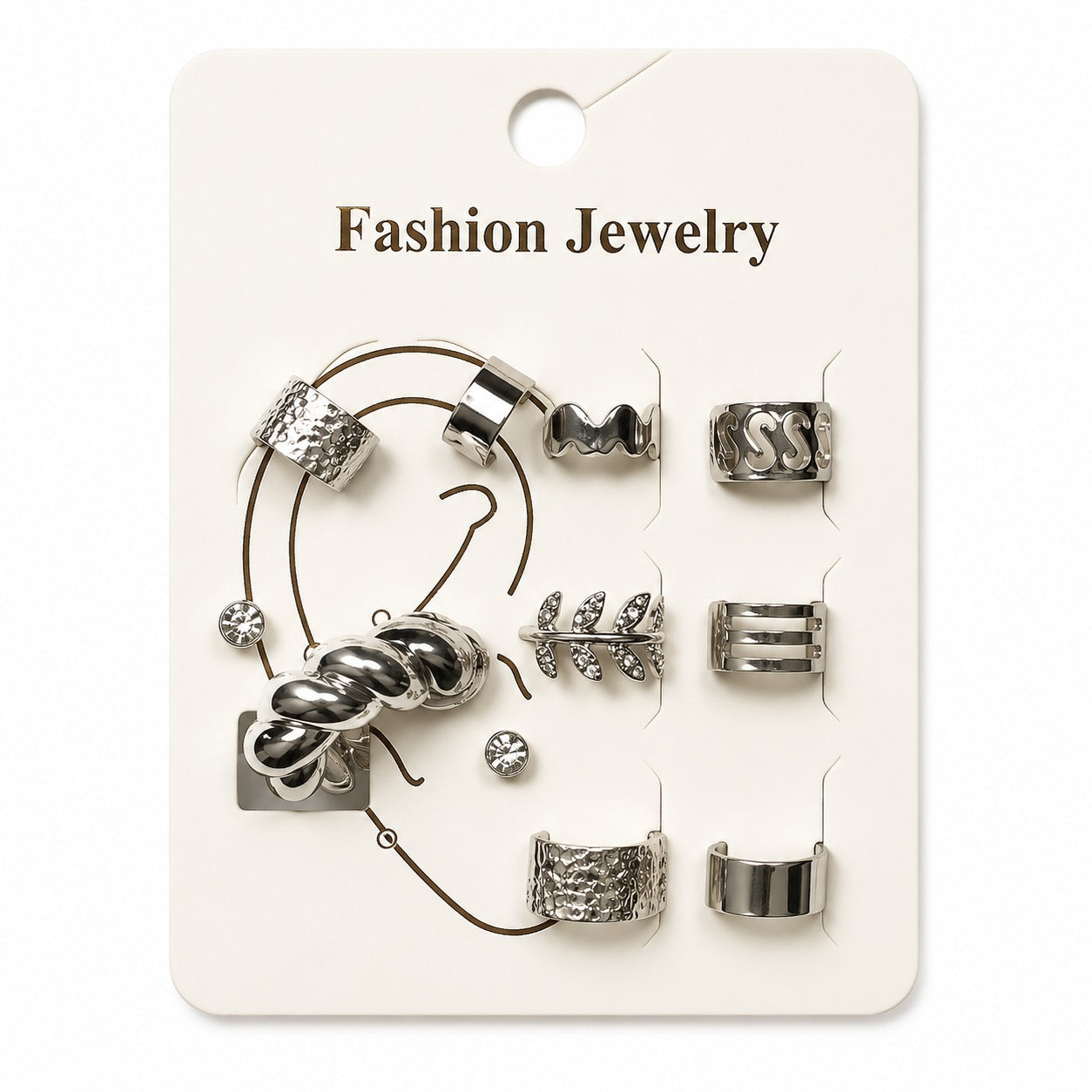 Kit Piercing Fake 9 Peças Prata
