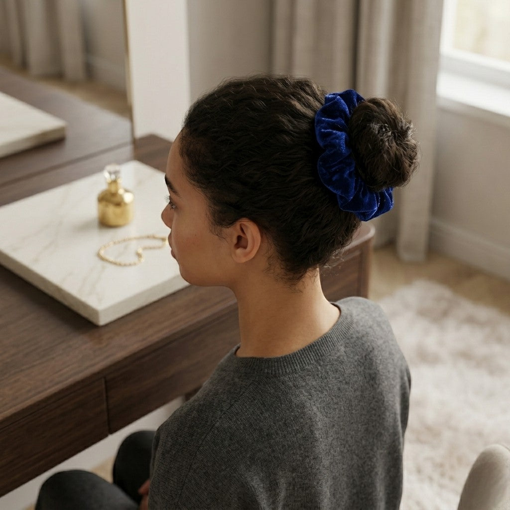Scrunchie de Cetim Toque Camurça Anti-Frizz