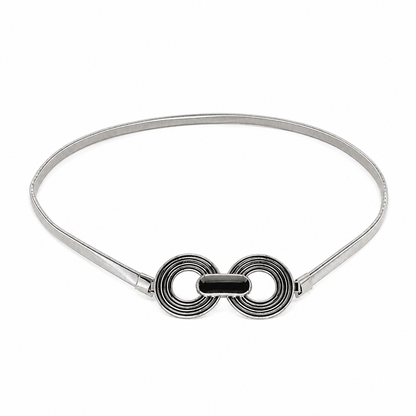 Cinto Feminino Metálico Elástico Fecho em Círculos - Prata