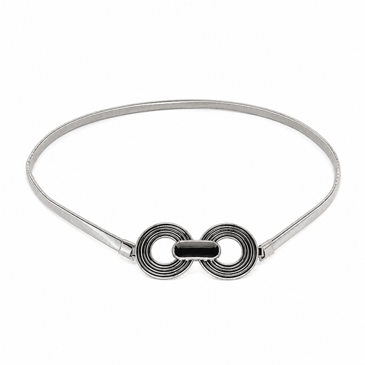 Cinto Feminino Metálico Elástico Fecho em Círculos - Prata