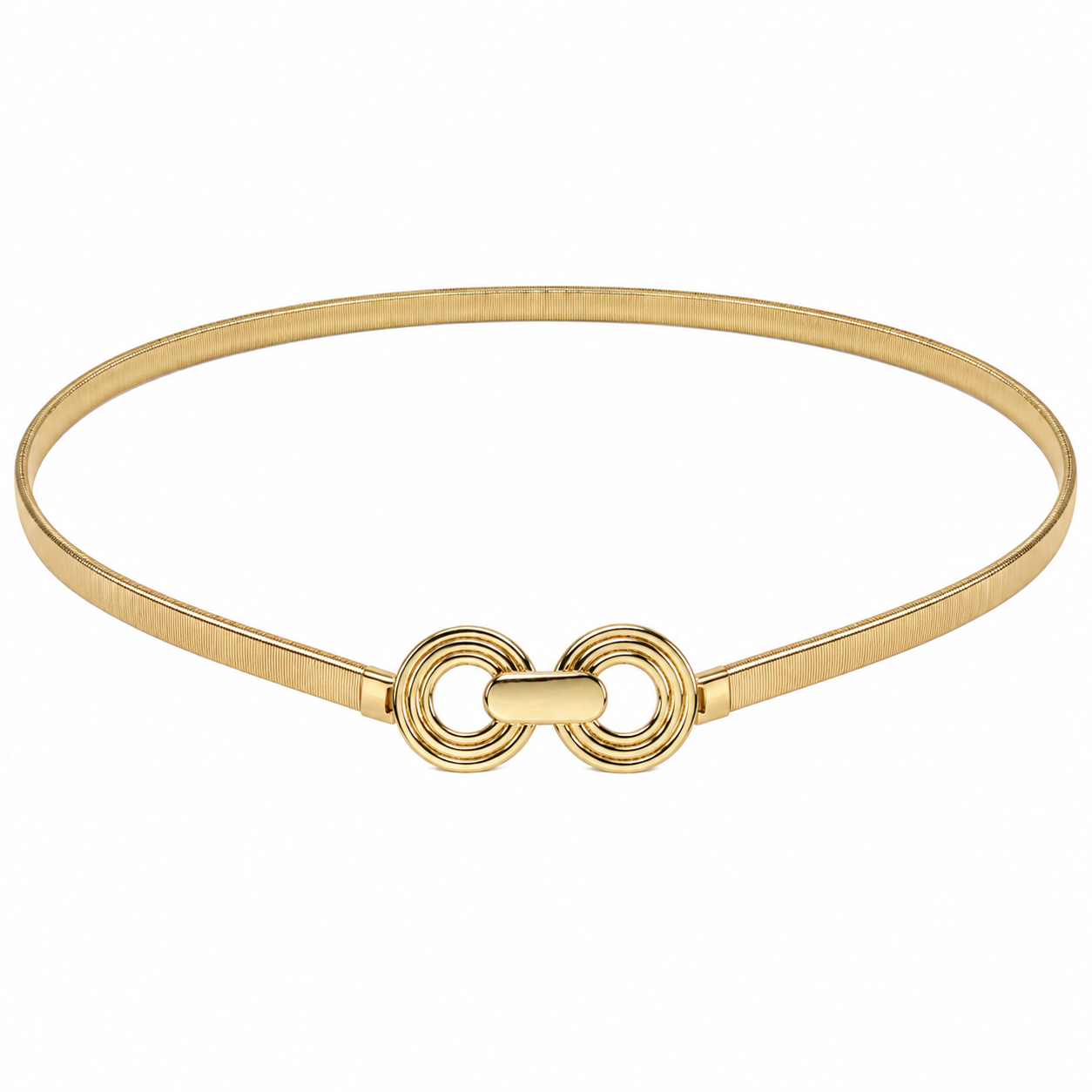 Cinto Feminino Metálico Elástico Fecho em Círculos - Dourado