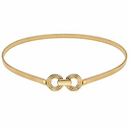 Cinto Feminino Metálico Elástico Fecho em Círculos - Dourado