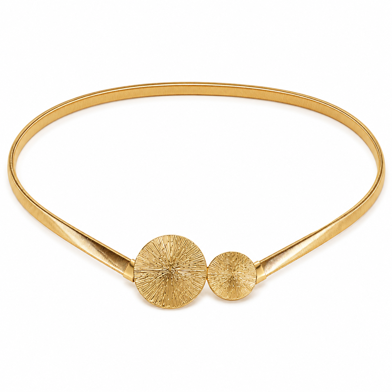 Cinto Feminino Metálico Elástico Fecho Duas Luas - Dourado