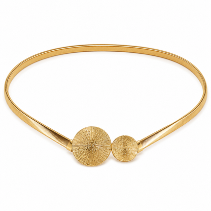 Cinto Feminino Metálico Elástico Fecho Duas Luas - Dourado
