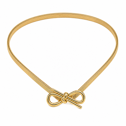 Cinto Feminino Metálico Elástico Fecho em Laço - Dourado