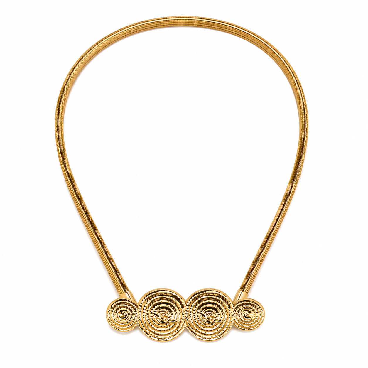 Cinto Feminino Metálico Elástico Fecho Cravejado em Strass Quatro Luas - Dourado