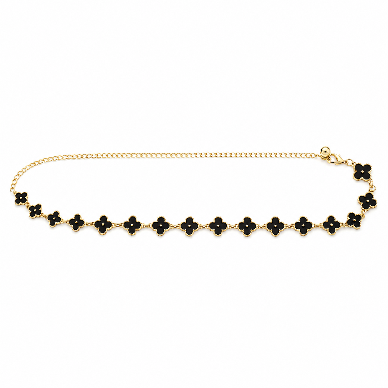 Cinto Feminino Corrente Metálico Trevos - Dourado