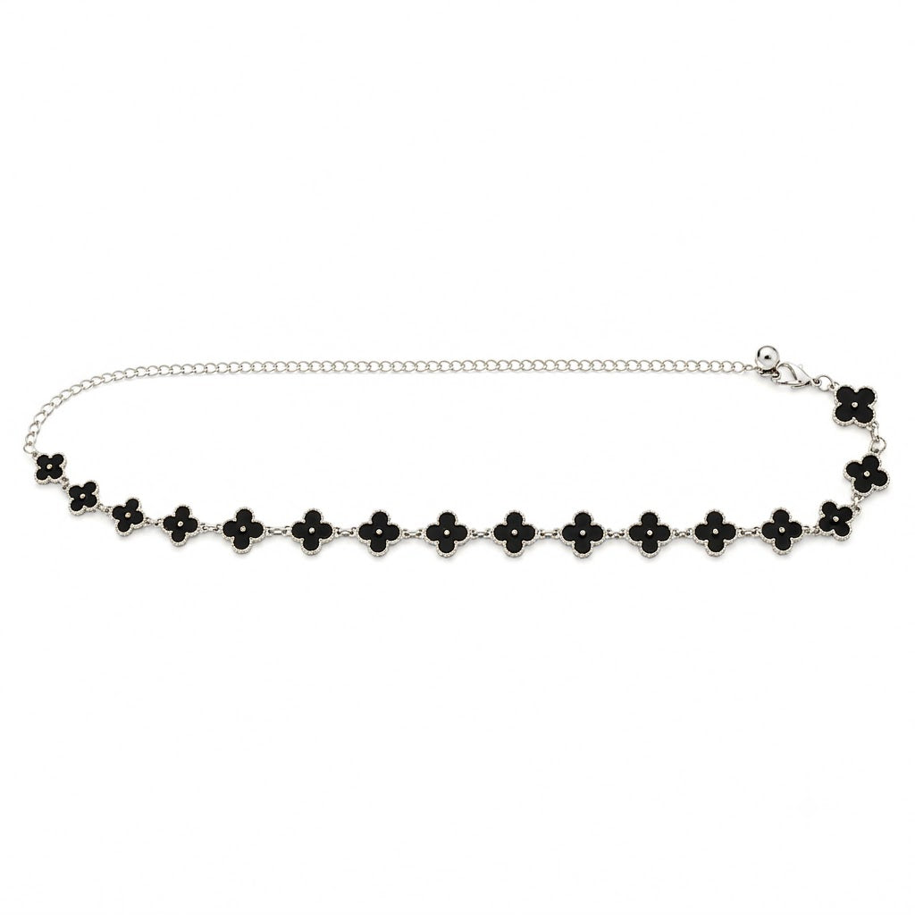 Cinto Feminino Corrente Metálico Trevos - Prata