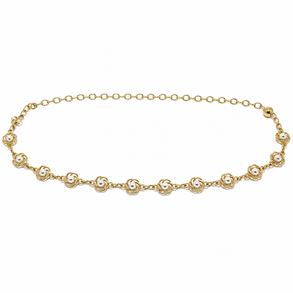 Cinto Feminino Corrente Metálico com Pérolas - Dourado