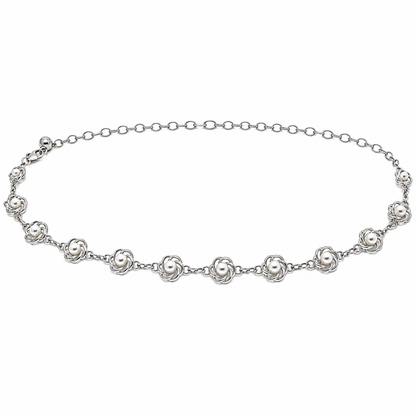 Cinto Feminino Corrente Metálico com Pérolas - Prata