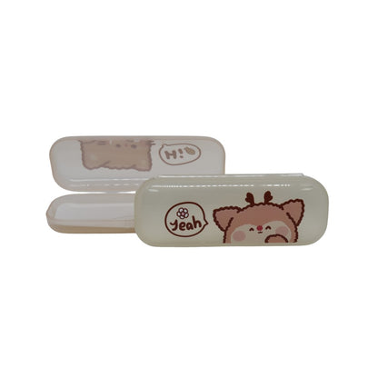 Estojo Porta Óculos Infantil Animals - Bege (Gato)