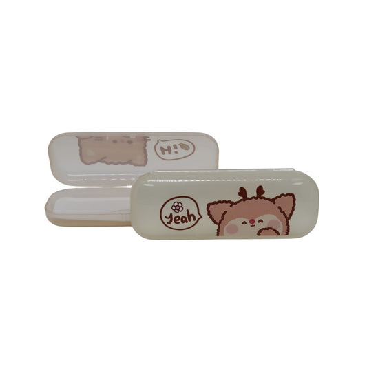 Estojo Porta Óculos Infantil Animals - Bege (Gato)