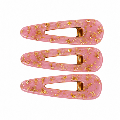 Prendedor Acrílico Triangular Mármore Colors Kit com 3 - Rosa