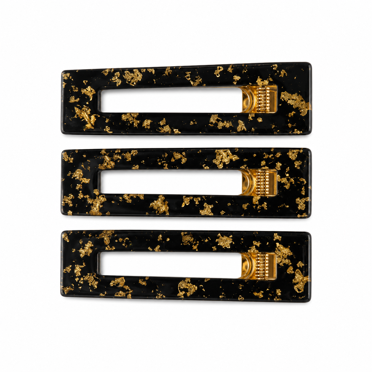 Prendedor Acrílico Retangular Mármore Kit com 3 Colors - Preto