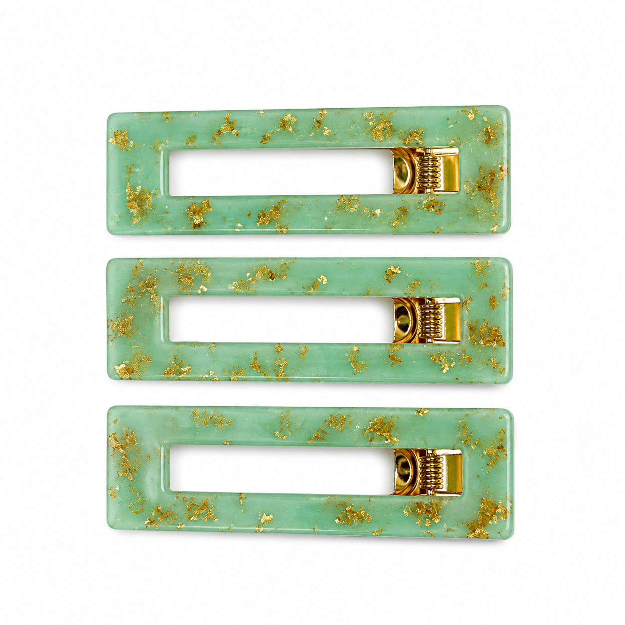 Prendedor Acrílico Retangular Mármore Kit com 3 Colors - Verde