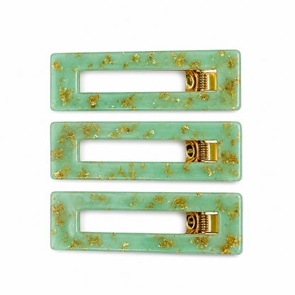 Prendedor Acrílico Retangular Mármore Kit com 3 Colors - Verde