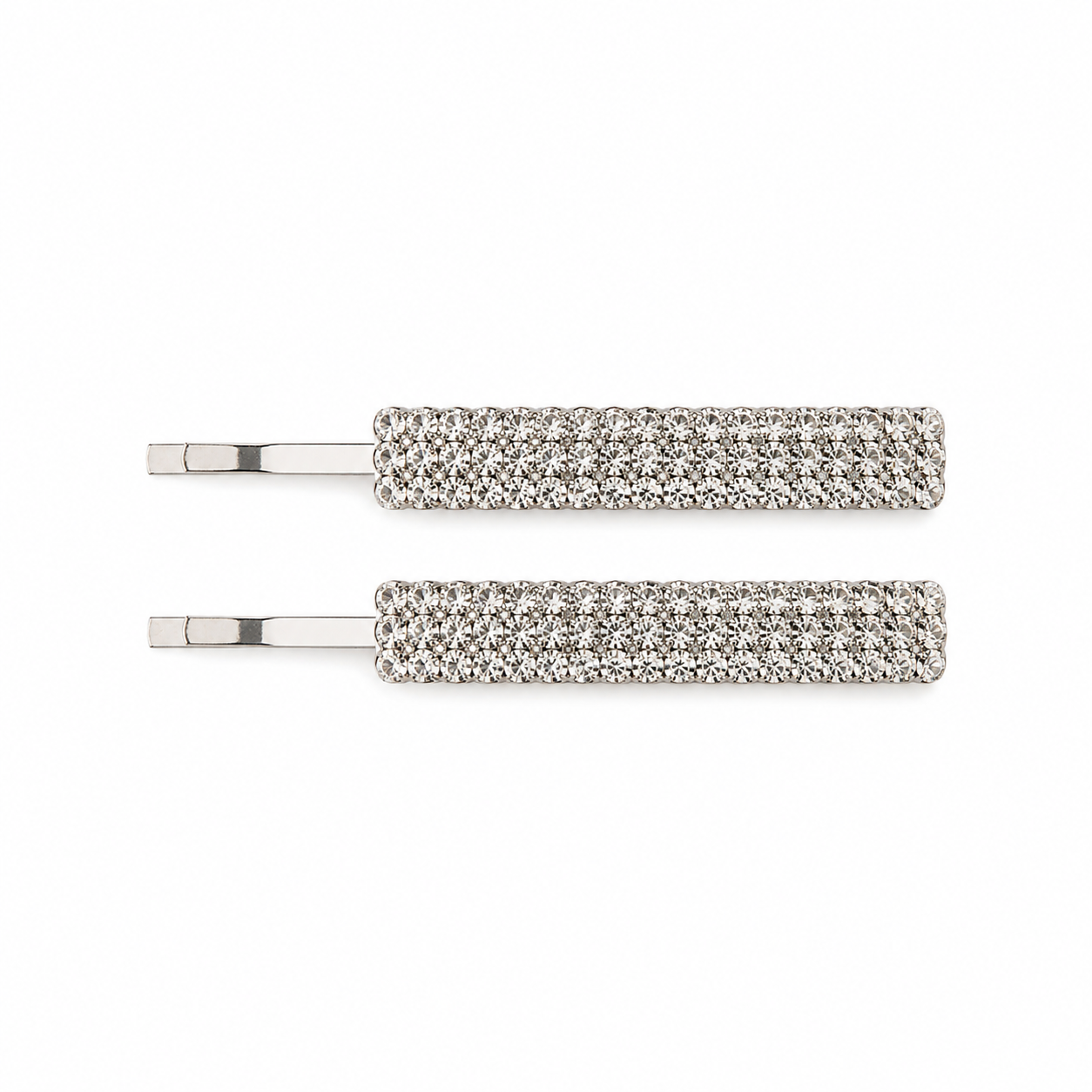 Prendedor Metálico Clássico com Strass Kit com 2 - Prata