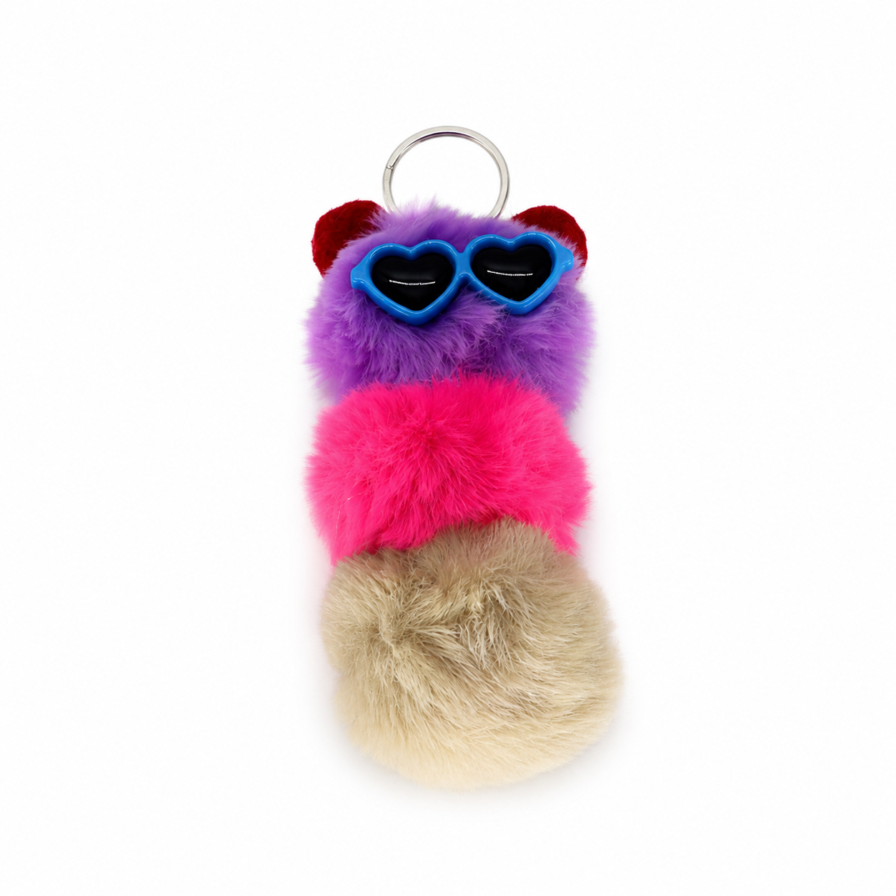 Chaveiro para Bolsa Minhoquinha Pelúcia - Roxo/Pink/Bege