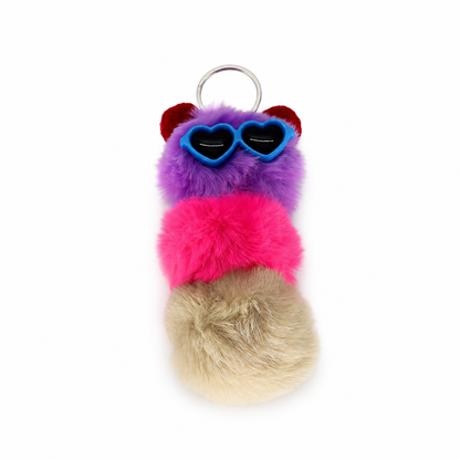 Chaveiro para Bolsa Minhoquinha Pelúcia - Roxo/Pink/Bege