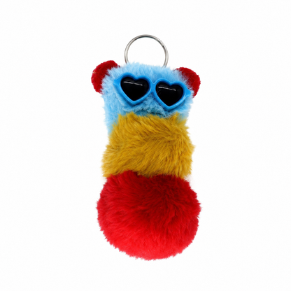 Chaveiro para Bolsa Minhoquinha Pelúcia - Azul/Amarelo/Vermelho