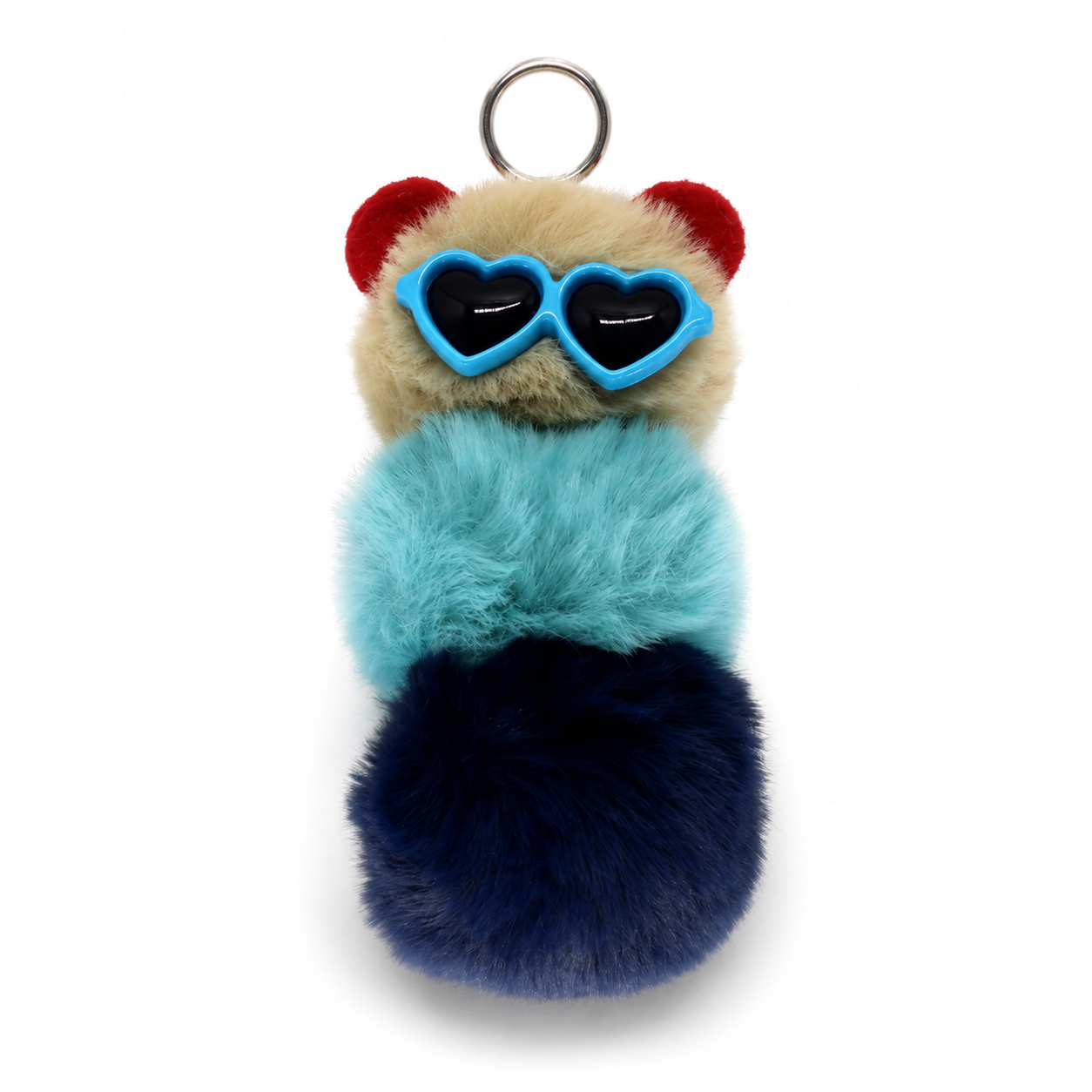 Chaveiro para Bolsa Minhoquinha Pelúcia - Bege/Turquesa/Azul-marinho