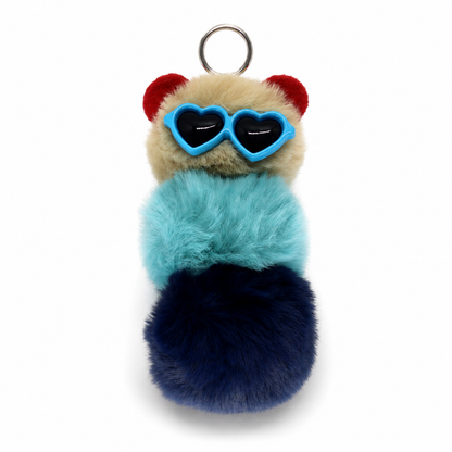 Chaveiro para Bolsa Minhoquinha Pelúcia - Bege/Turquesa/Azul-marinho