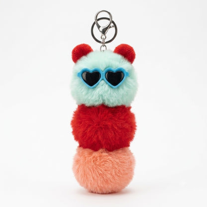 Chaveiro para Bolsa Minhoquinha Pelúcia - Verde-agua/Vermelho/Salmao