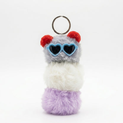 Chaveiro para Bolsa Minhoquinha Pelúcia - Cinza/Branco/Lilas