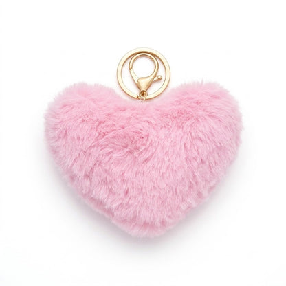 Chaveiro para Bolsa Coração Pelúcia - Rosa Claro