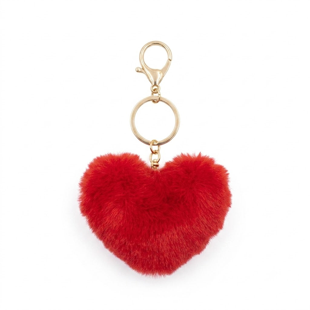 Chaveiro para Bolsa Coração Pelúcia - Vermelho