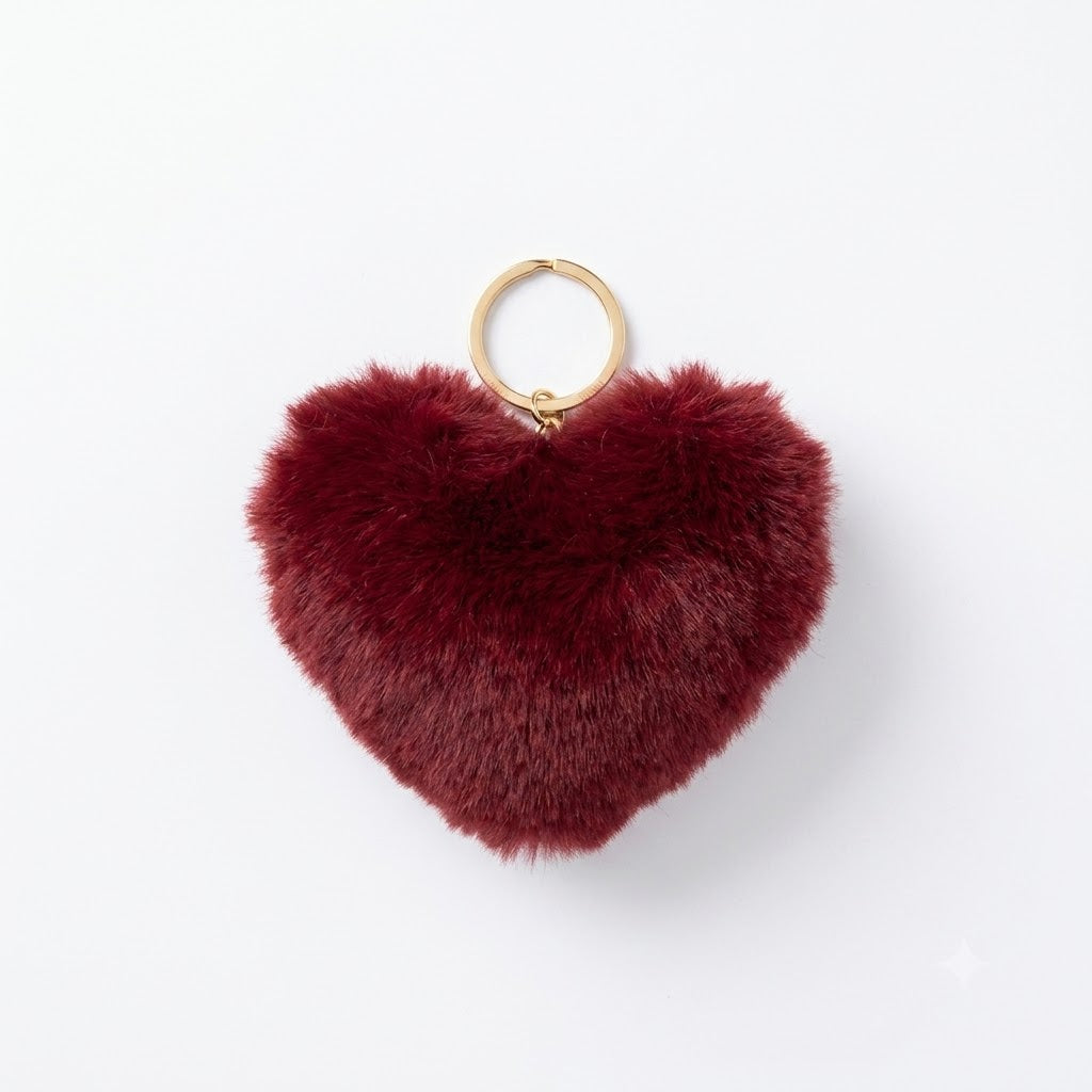 Chaveiro para Bolsa Coração Pelúcia - Vinho/Bordo