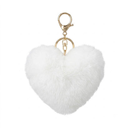 Chaveiro para Bolsa Coração Pelúcia - Branco