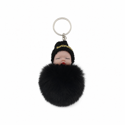 Chaveiro para Bolsa Baby Puff Pelúcia - Preto