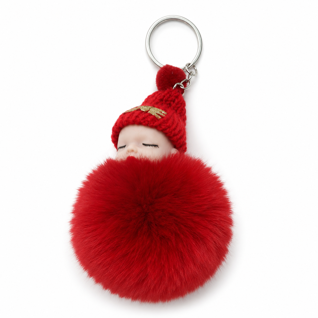 Chaveiro para Bolsa Baby Puff Pelúcia - Vermelho