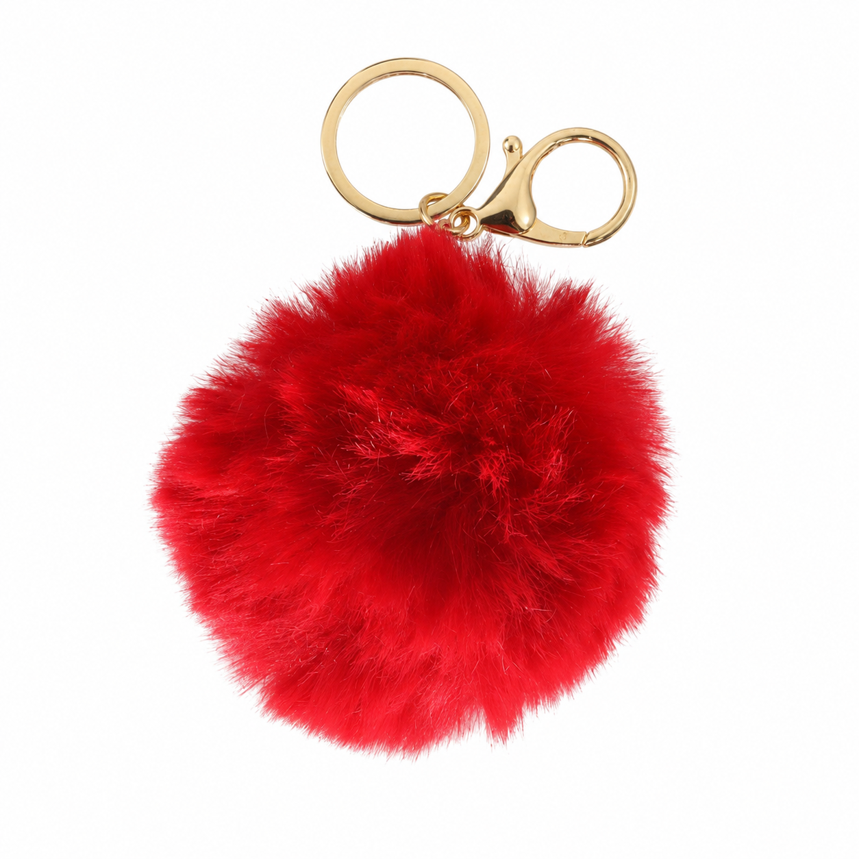Chaveiro para Bolsa Bolinha Puff Pelúcia - Vermelho