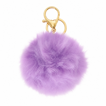 Chaveiro para Bolsa Bolinha Puff Pelúcia - Roxo