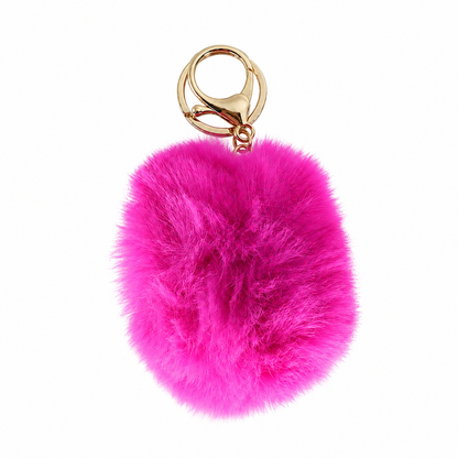 Chaveiro para Bolsa Bolinha Puff Pelúcia - Pink/Rosa Choque