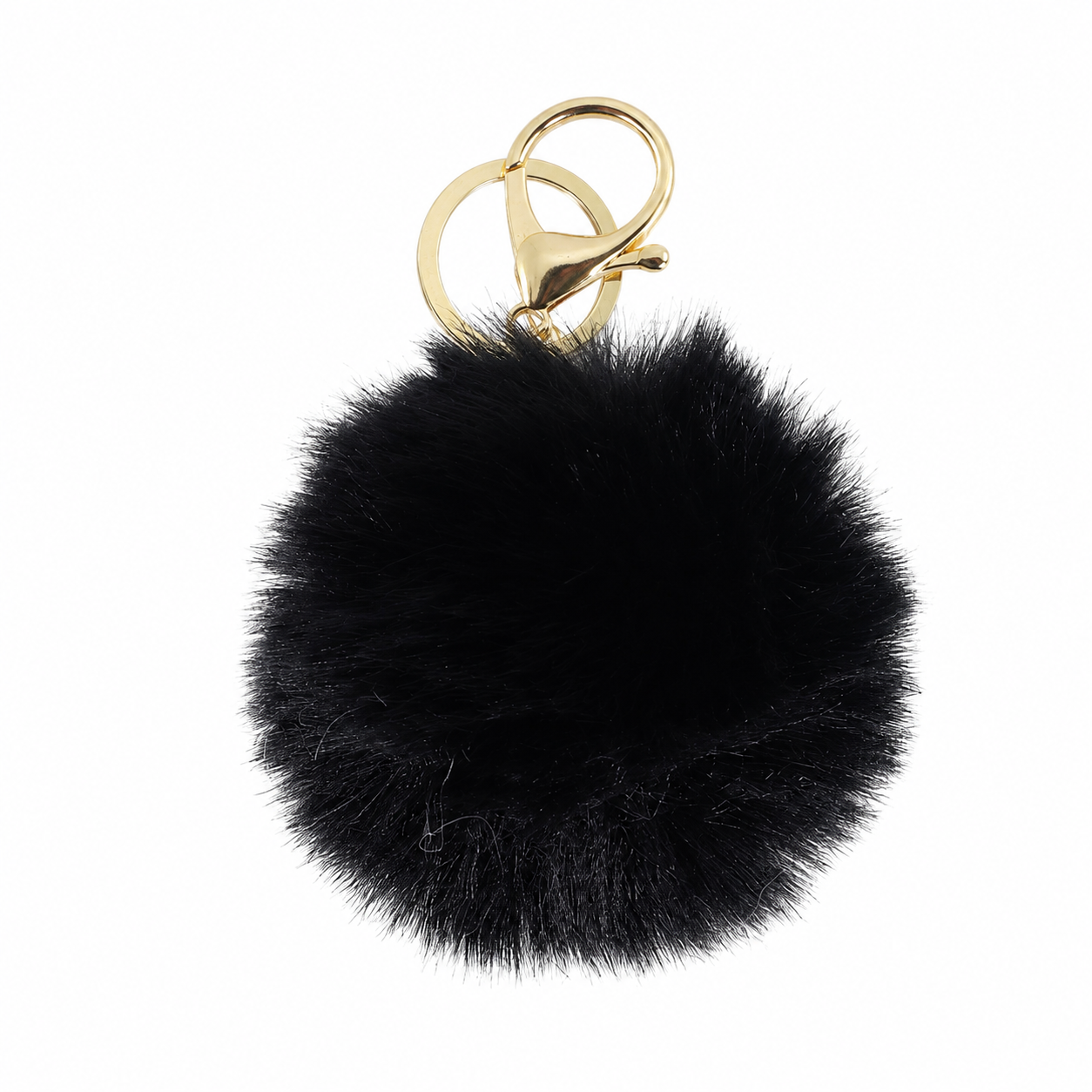 Chaveiro para Bolsa Bolinha Puff Pelúcia - Preto