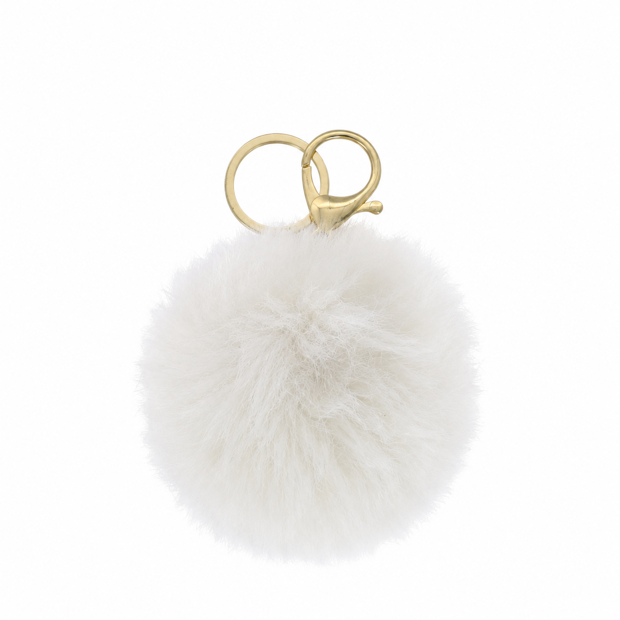 Chaveiro para Bolsa Bolinha Puff Pelúcia - Branco
