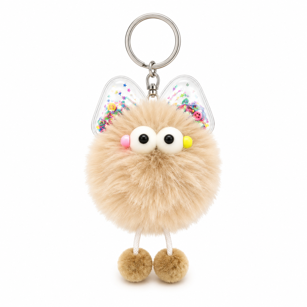 Chaveiro para Bolsa Monstrinho Lubibi Puff Pelúcia - Bege