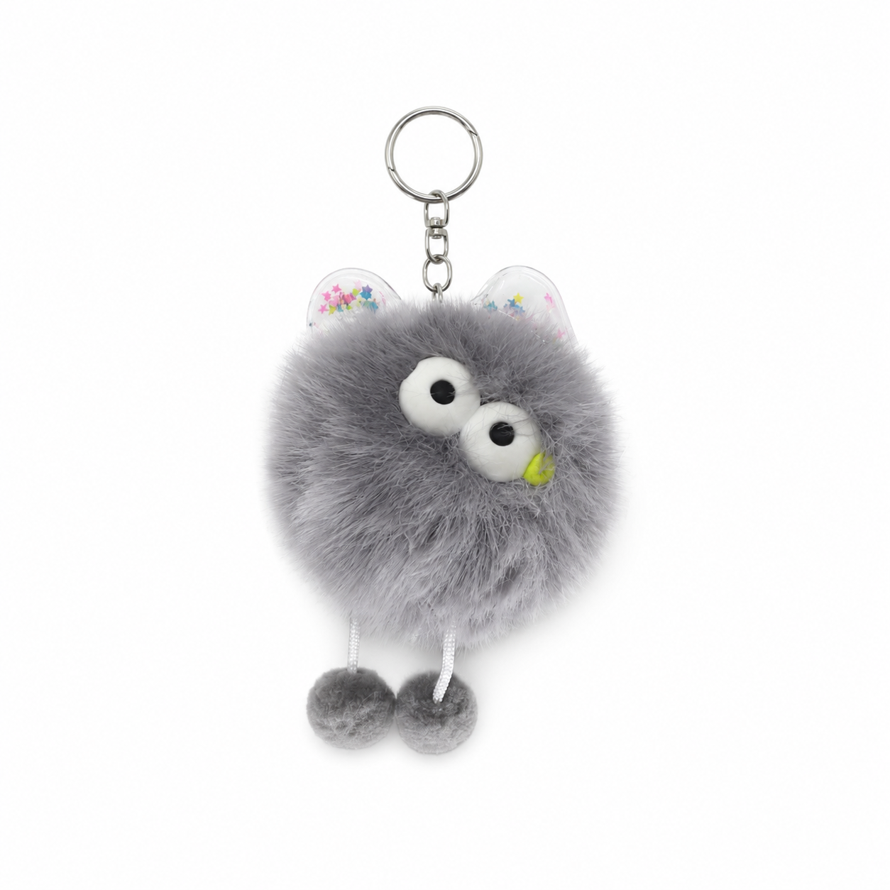 Chaveiro para Bolsa Monstrinho Lubibi Puff Pelúcia - Cinza