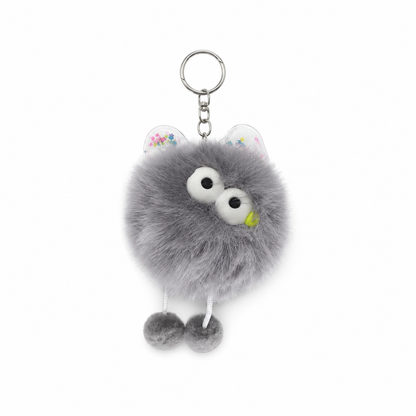 Chaveiro para Bolsa Monstrinho Lubibi Puff Pelúcia - Cinza