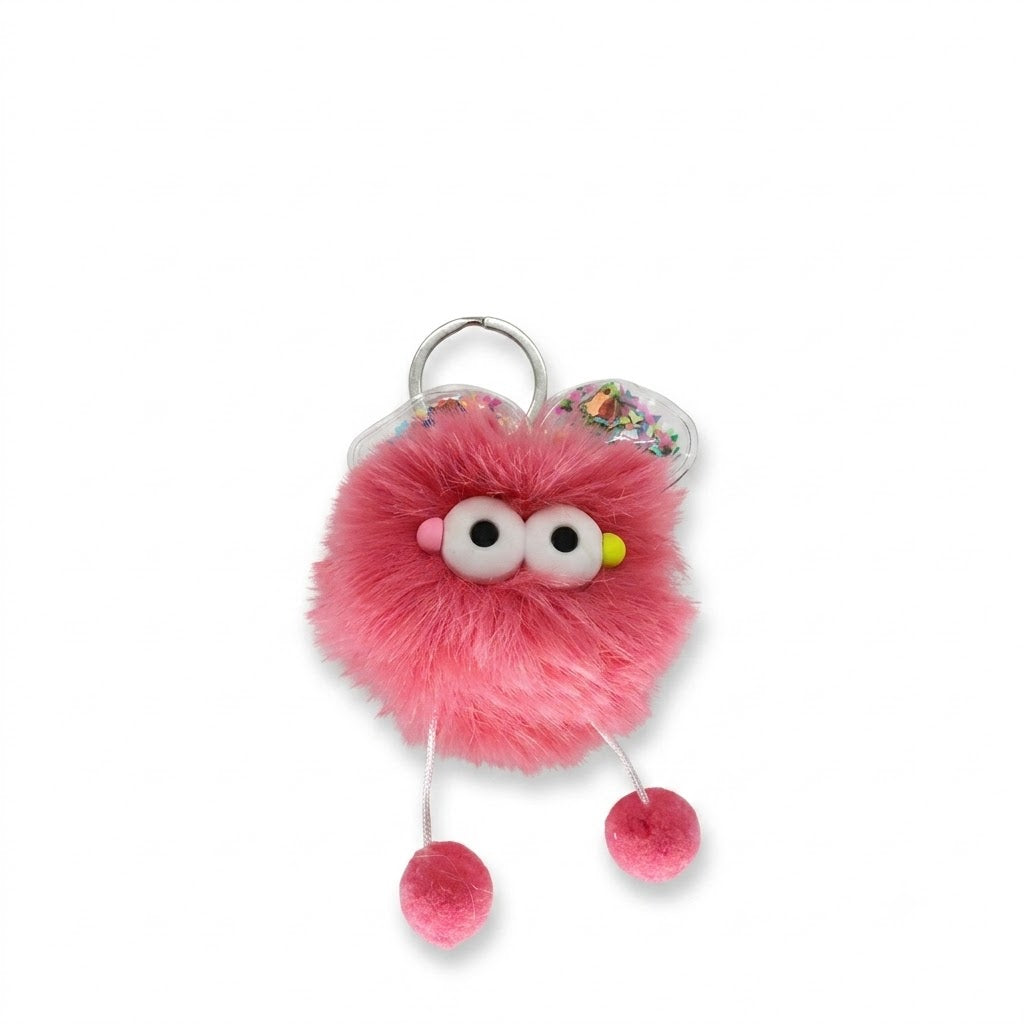 Chaveiro para Bolsa Monstrinho Lubibi Puff Pelúcia - Rosa Escuro/Coral