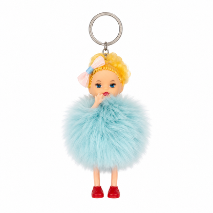 Chaveiro para Bolsa Puff Girl Pelúcia - Azul Claro
