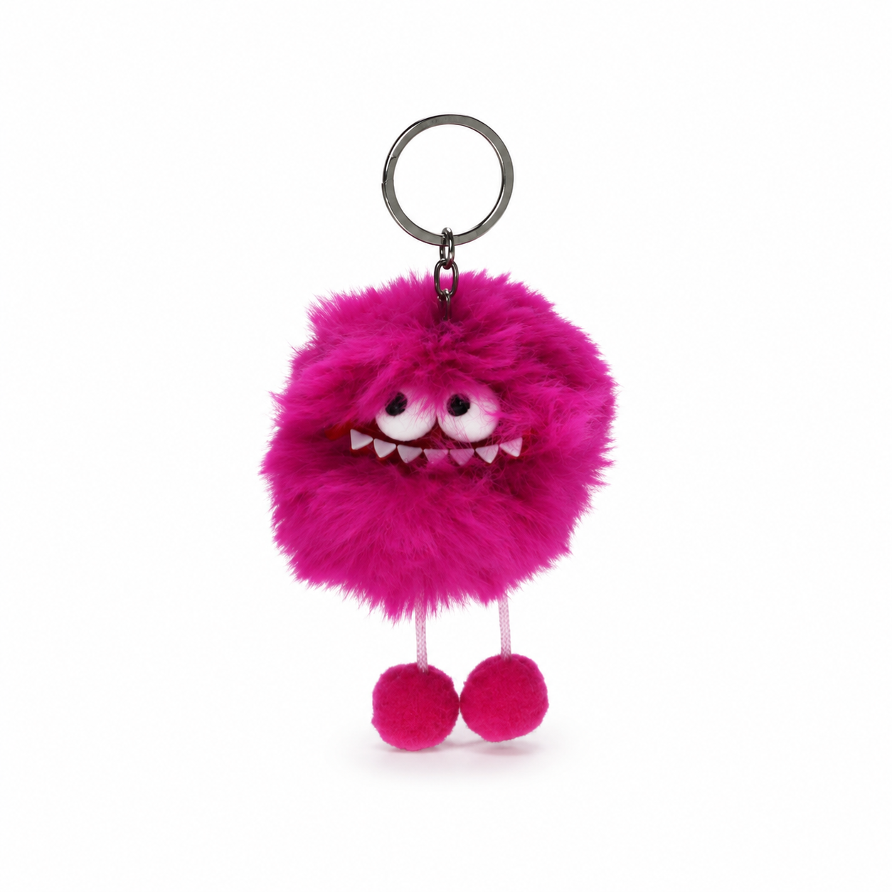 Chaveiro para Bolsa Monstrinho Lufufu Puff Pelúcia - Pink/Magenta boca azul