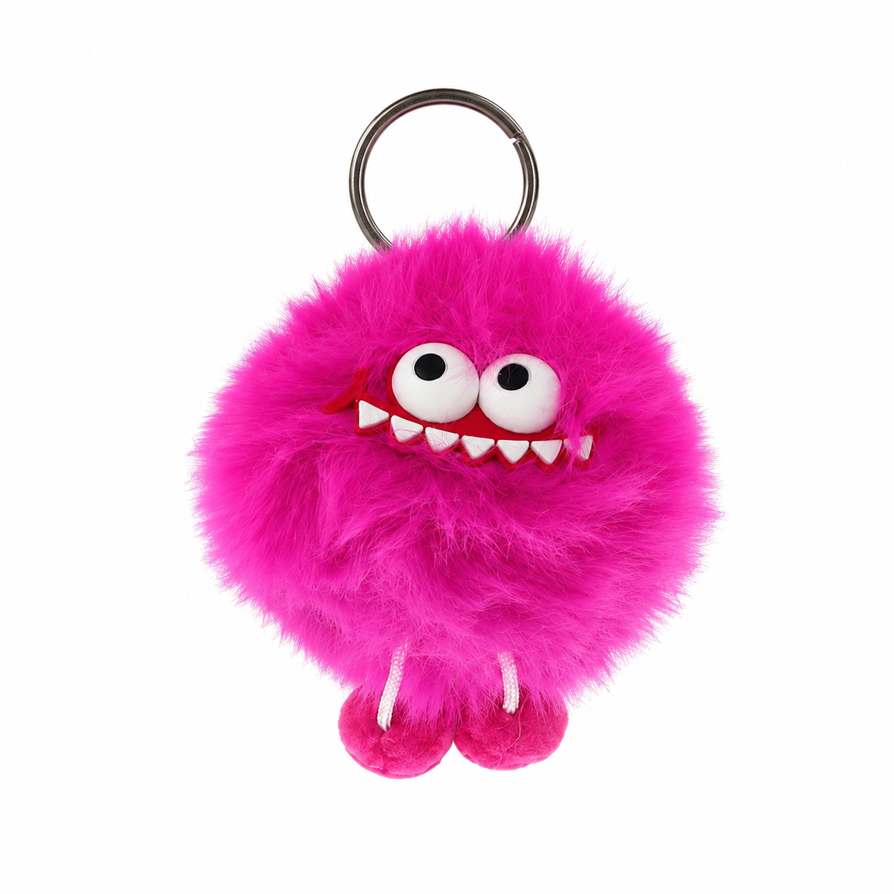 Chaveiro para Bolsa Monstrinho Lufufu Puff Pelúcia - Pink/Magenta boca vermelha